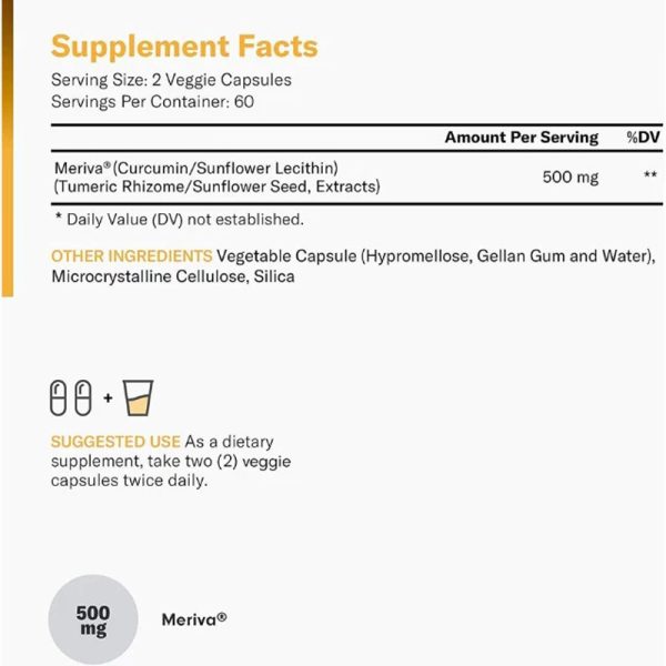 ขมิ้นเมอร์ริว่า 500 มก. (Curcumin as Meriva® Physician's Choice) บรรจุ 120 แคปซูล