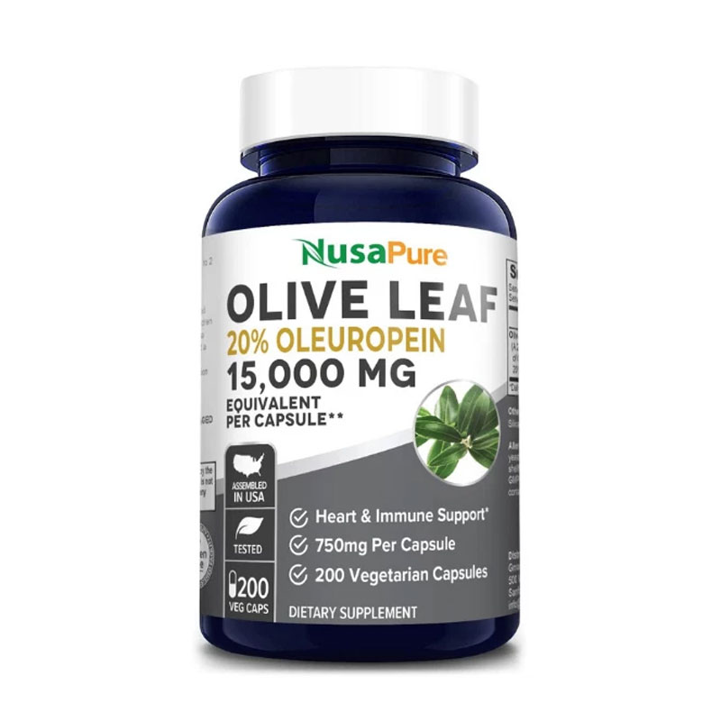 Olive Leaf Extract 750 mg, 200 Capsules, 20% Oleuropein - สารสกัดจากใบมะกอกโอลีฟ (NusaPure)
