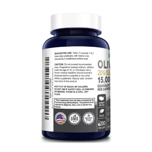 Olive Leaf Extract 750 mg, 200 Capsules, 20% Oleuropein - สารสกัดจากใบมะกอกโอลีฟ (NusaPure)