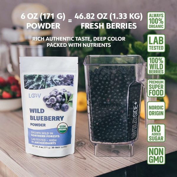 ผงบลูเบอร์รี่ป่าออร์แกนิค ฟรีซดราย Organic Wild Blueberry powder (ยี่ห้อ LOOV)