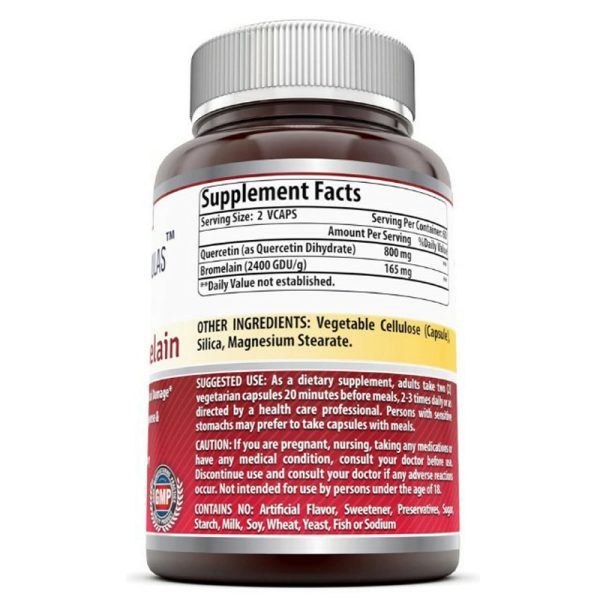 Quercetin 800 Mg with Bromelain 165 Mg, 120 Vcaps -Amazing Nutrition-