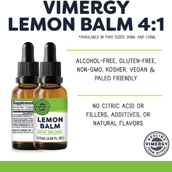 สารสกัดเลมอนบาล์ม แบบขวดดรอป (Vimergy Lemon Balm 4:1) ขนาด 115 ml.