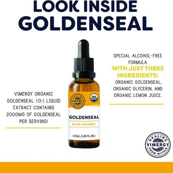 สารสกัดโกลเดนซีล แบบขวดดรอป (Vimergy Organic Goldenseal 101 Liquid Extract) ขนาด 2,000 มก