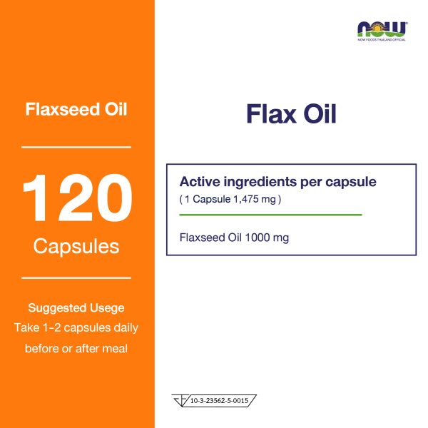 ผลิตภัณฑ์เสริมอาหาร น้ำมันเมล็ดแฟล็กซ์ 1000 มิลลิกรัม เวจจี้ ซอฟท์เจล - Flaxseed Oil 1000 mg Veggie Softgel Dietary Supplement Product (NOWⓇ)