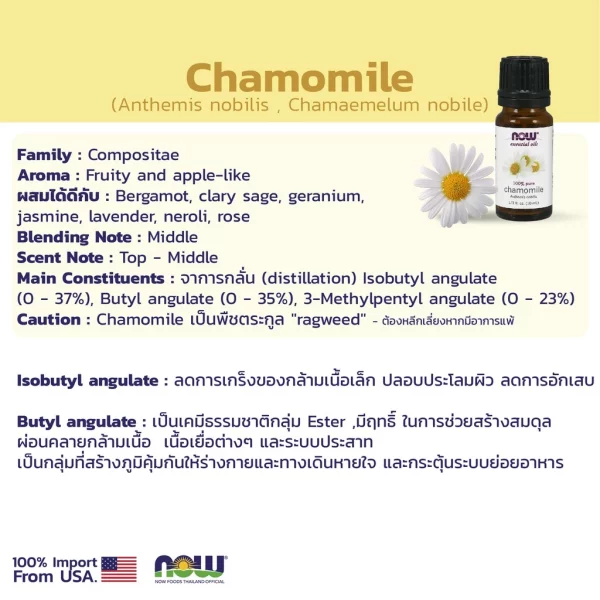 น้ำมันหอมระเหย คาโมมายล์ NOW Foods Chamomile Oil