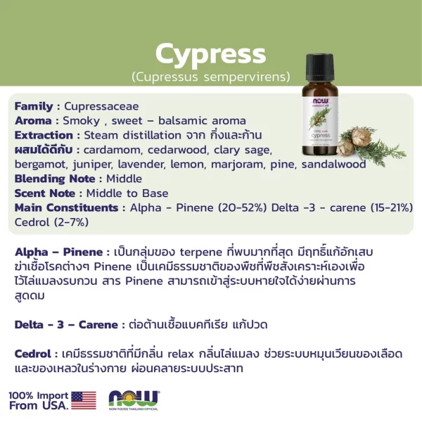 น้ำมันหอมระเหย ไซเปรส NOW Foods Cypress Oil