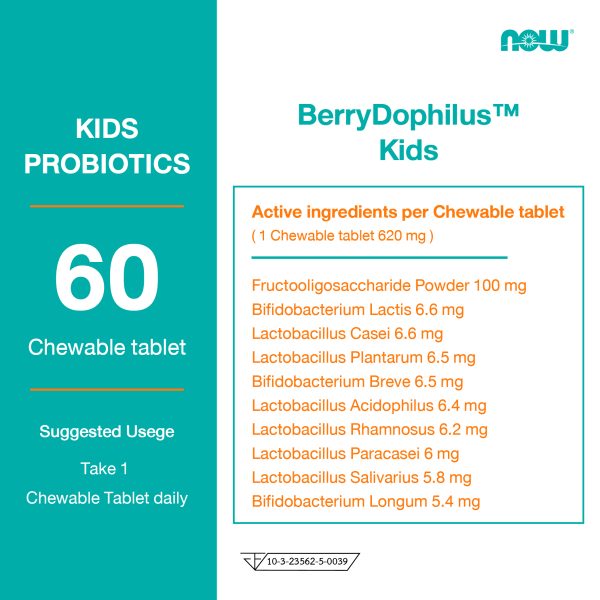 ผลิตภัณฑ์เสริมอาหาร เบอร์รี่โดฟิลัส กลิ่นมิกซ์เบอร์รี่ ชนิดเคี้ยว - BerryDophilus Mixed Berry Flovour Chewables Dietary Supplement Product (NOWⓇ)