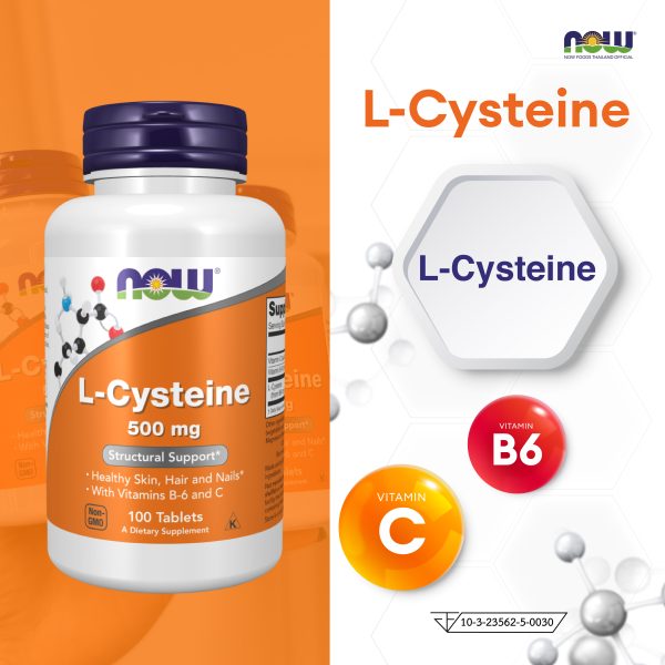 ผลิตภัณฑ์เสริมอาหาร แอล-ซิสเทอื่น ผสมวิตามินซี่ และวิตามินบี6 - L-Cysteine Plus Vitamin C & Vitamin B6 Dietary Supplement Product (NOWⓇ)