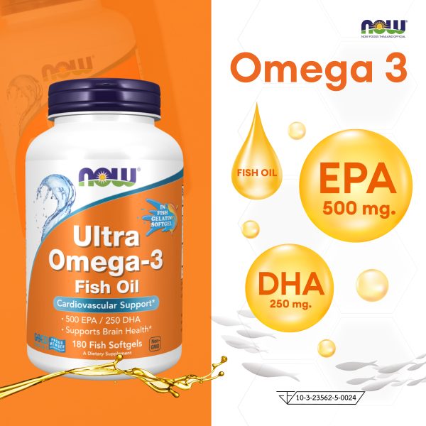 ผลิตภัณฑ์เสริมอาหาร จากน้ำมันปลา โอเมก้า 3 อีพีเอ500 / ดีเอชเอชเอ250 - Omega 3 EPA500 / DHA250 From Fish Oil Dietary Supplement Product (NOW TM)