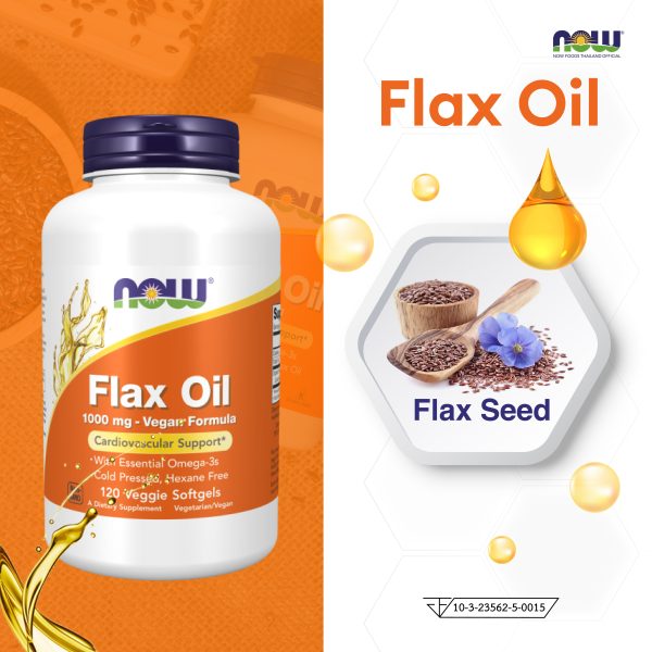 ผลิตภัณฑ์เสริมอาหาร น้ำมันเมล็ดแฟล็กซ์ 1000 มิลลิกรัม เวจจี้ ซอฟท์เจล - Flaxseed Oil 1000 mg Veggie Softgel Dietary Supplement Product (NOWⓇ)