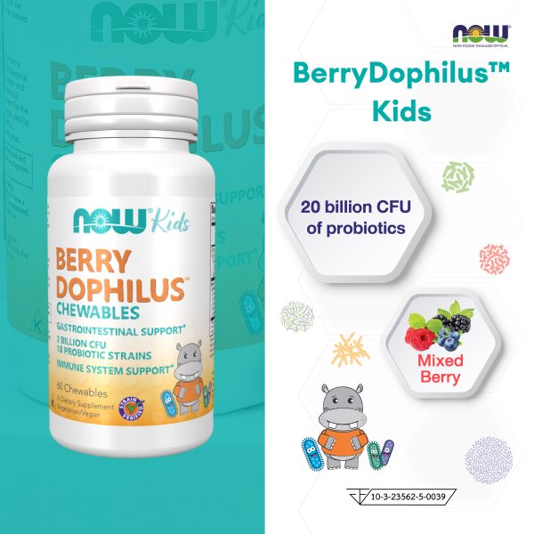 ผลิตภัณฑ์เสริมอาหาร เบอร์รี่โดฟิลัส กลิ่นมิกซ์เบอร์รี่ ชนิดเคี้ยว - BerryDophilus Mixed Berry Flovour Chewables Dietary Supplement Product (NOWⓇ)